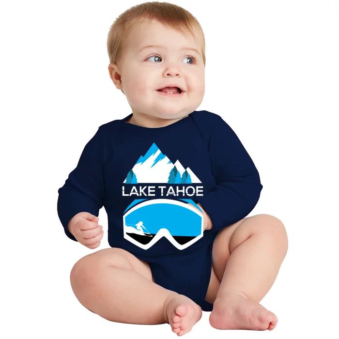 Lake Tahoe California Gift Ski Goggles Skiing Gift Clothes Baby Long Sleeve Bodysuit