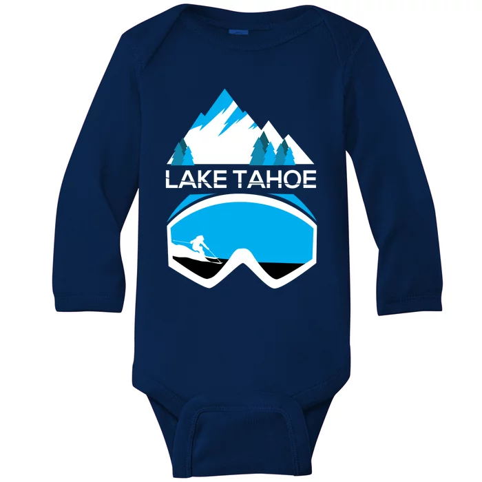 Lake Tahoe California Gift Ski Goggles Skiing Gift Clothes Baby Long Sleeve Bodysuit