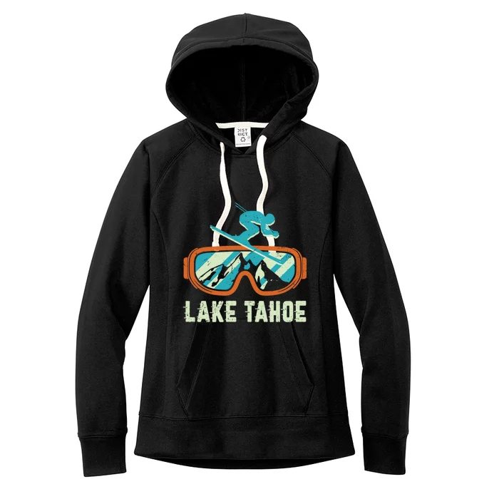 Lake Tahoe California Retro Vintage Skiing And Snowboarding Great Gift Women's Fleece Hoodie