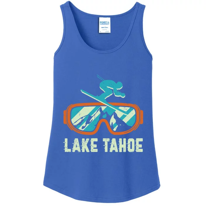 Lake Tahoe California Retro Vintage Skiing And Snowboarding Great Gift Ladies Essential Tank