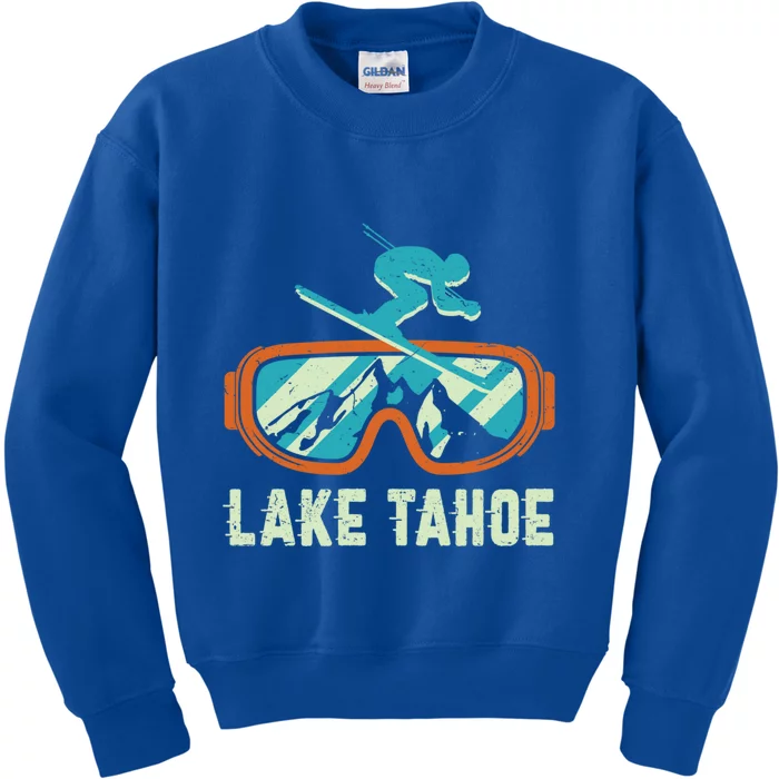 Lake Tahoe California Retro Vintage Skiing And Snowboarding Great Gift Kids Sweatshirt