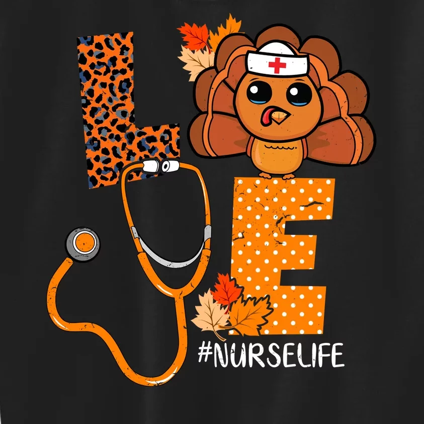 Love Thanksgiving Cute Nurse Life Kids Sweatshirt