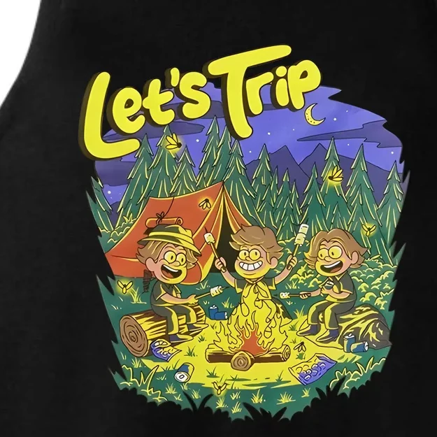 Let’S Trip Campfire Ladies Tri-Blend Wicking Tank