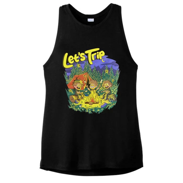 Let’S Trip Campfire Ladies Tri-Blend Wicking Tank