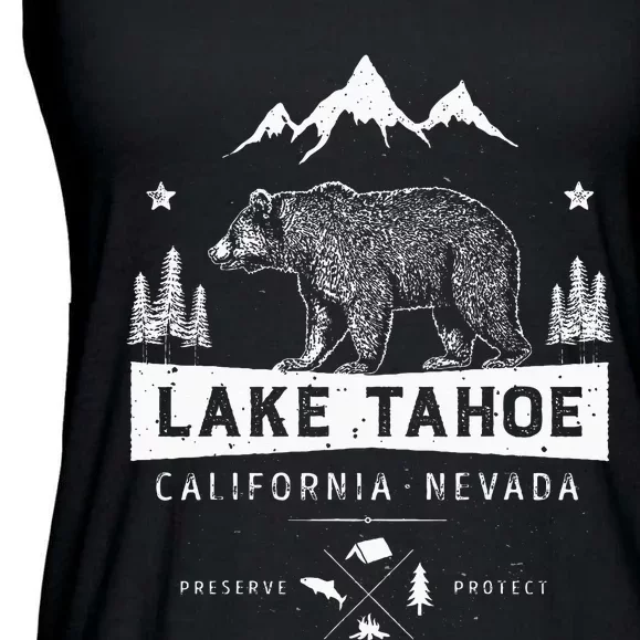 Lake Tahoe California Nevada Vintage Bear Ladies Essential Flowy Tank