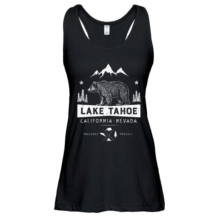 Lake Tahoe California Nevada Vintage Bear Ladies Essential Flowy Tank