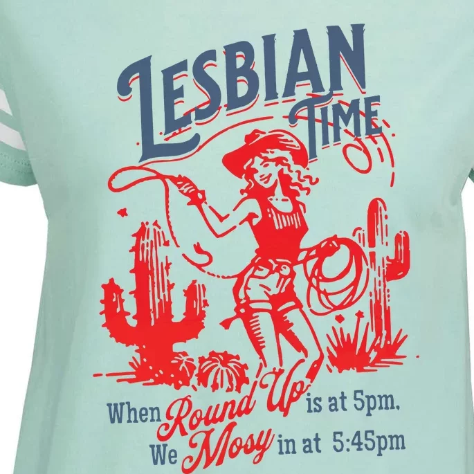 Lesbian Time Cowgirl Lesbian Pride Enza Ladies Jersey Football T-Shirt