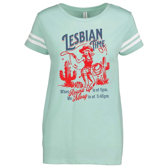 Lesbian Time Cowgirl Lesbian Pride Enza Ladies Jersey Football T-Shirt