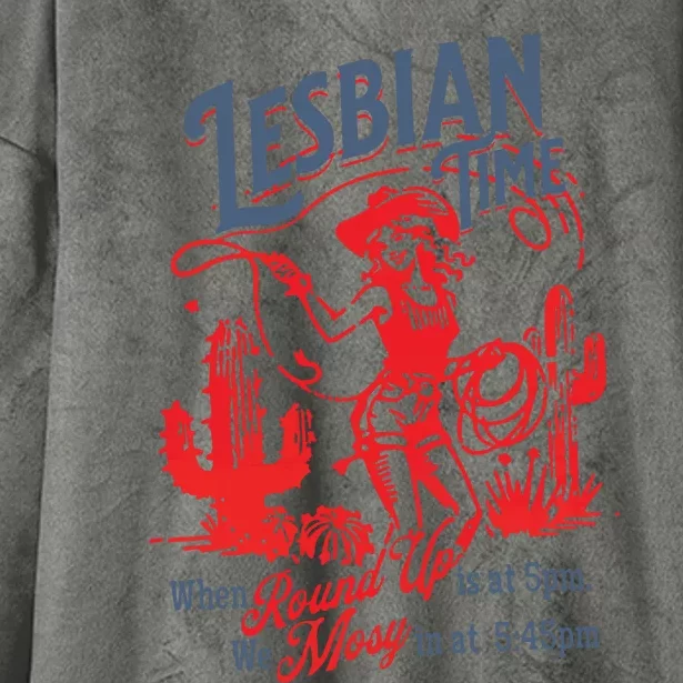 Lesbian Time Cowgirl Lesbian Pride Hooded Wearable Blanket