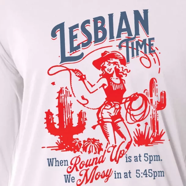 Lesbian Time Cowgirl Lesbian Pride Cooling Performance Long Sleeve Crew