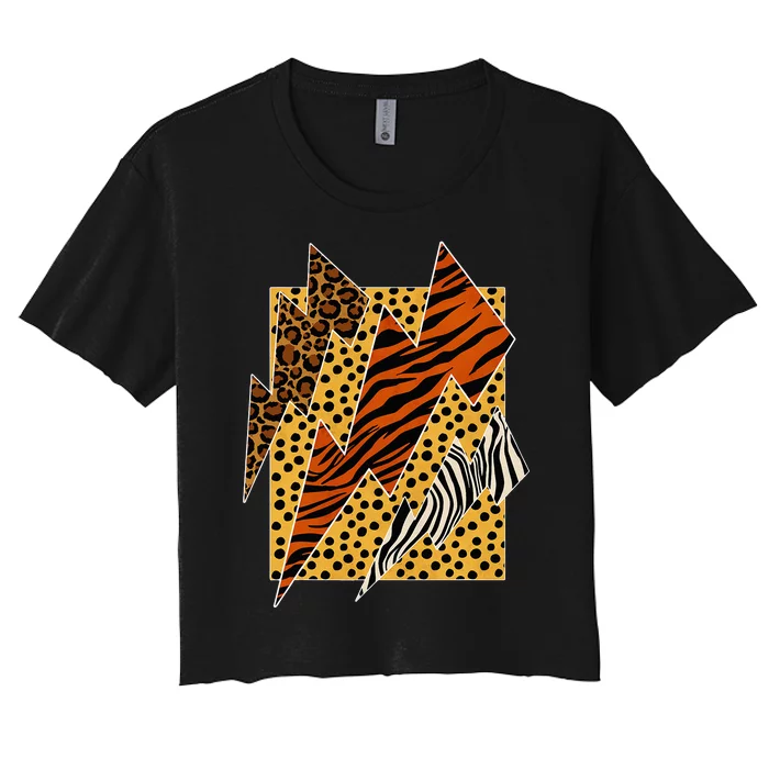 Leopard Tiger Cheetah Zebra Lightning Animal Women's Crop Top Tee