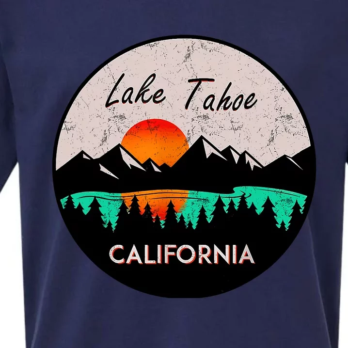 Lake Tahoe California Republic Skiing Ski Lake Boat Sueded Cloud Jersey T-Shirt