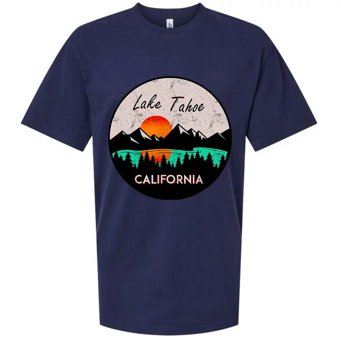 Lake Tahoe California Republic Skiing Ski Lake Boat Sueded Cloud Jersey T-Shirt