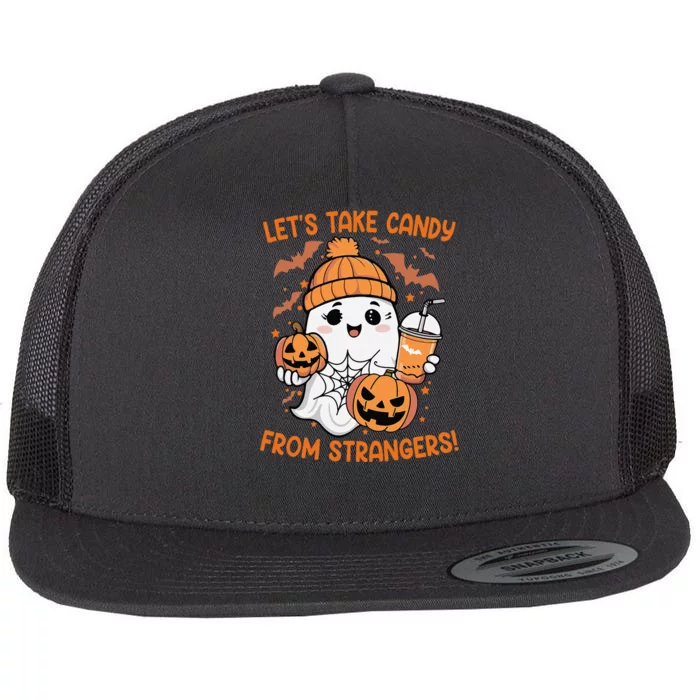 LetS Take Candy From Strangers Funny Halloween Flat Bill Trucker Hat