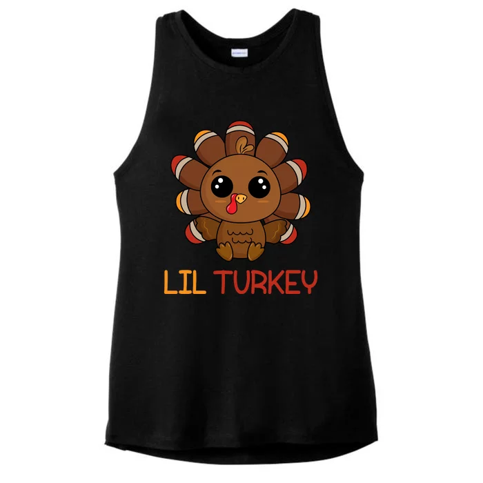 Lil Turkey Cute Thanksgiving Ladies Tri-Blend Wicking Tank