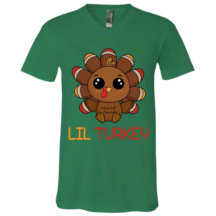 Lil Turkey Cute Thanksgiving V-Neck T-Shirt