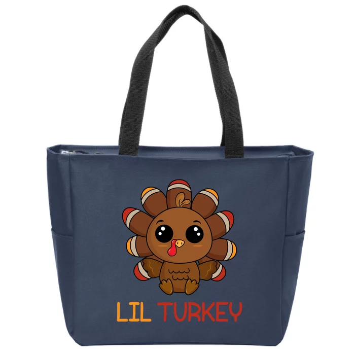 Lil Turkey Cute Thanksgiving Zip Tote Bag