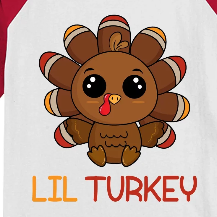 Lil Turkey Cute Thanksgiving Kids Colorblock Raglan Jersey