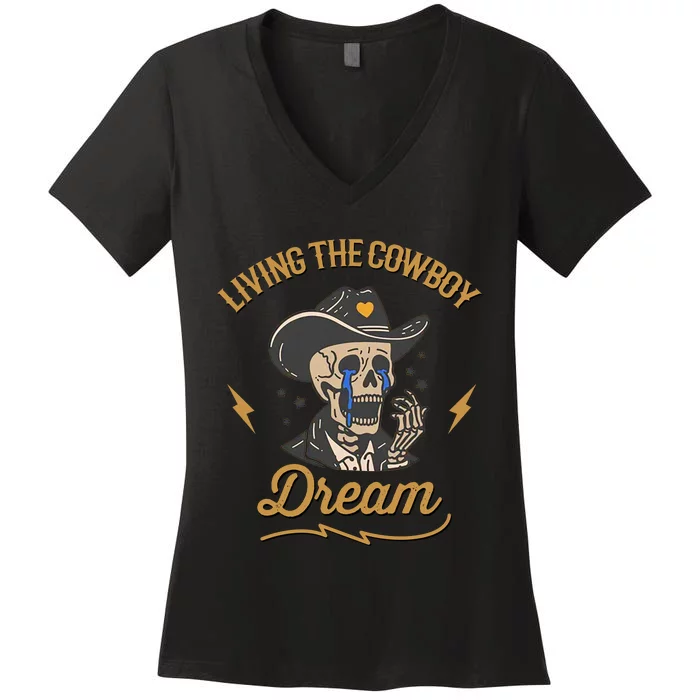 Living The Cowboy Dream Women's V-Neck T-Shirt