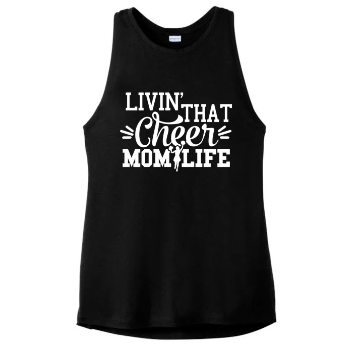 Livin That Cheer Mom Life Cheerleader Gift Ladies Tri-Blend Wicking Tank