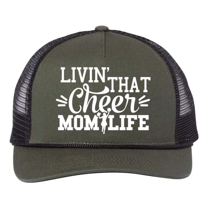 Livin That Cheer Mom Life Cheerleader Gift Retro Rope Trucker Hat Cap