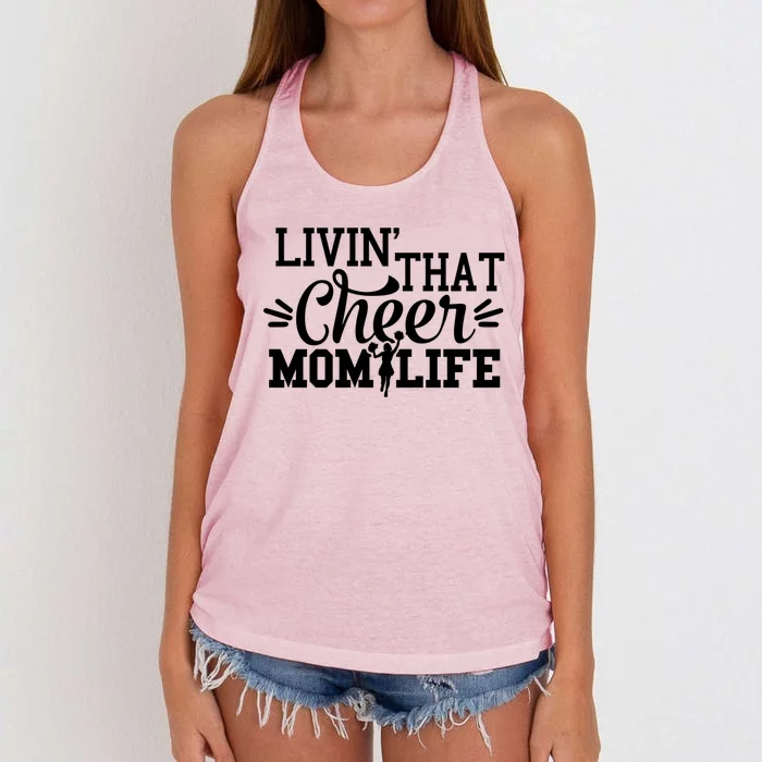 Livin That Cheer Mom Life Cheerleader Gift Women's Knotted Racerback Tank