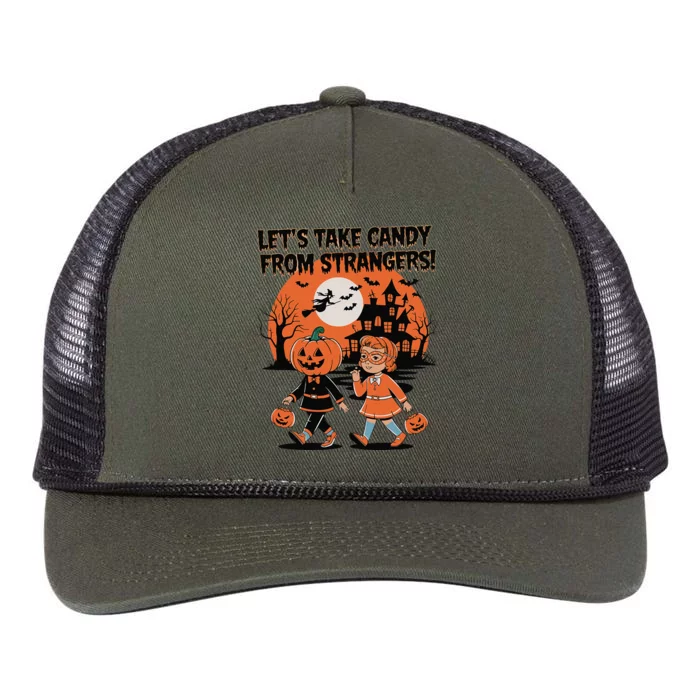 LetS Take Candy From Strangers Funny Halloween Retro Rope Trucker Hat Cap