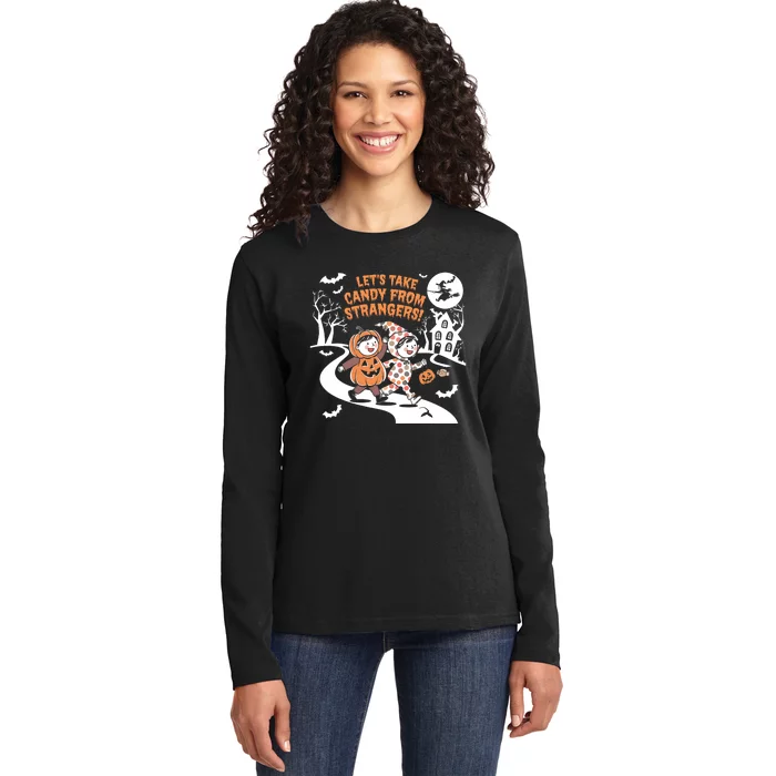 LetS Take Candy From Strangers Funny Halloween Ladies Long Sleeve Shirt