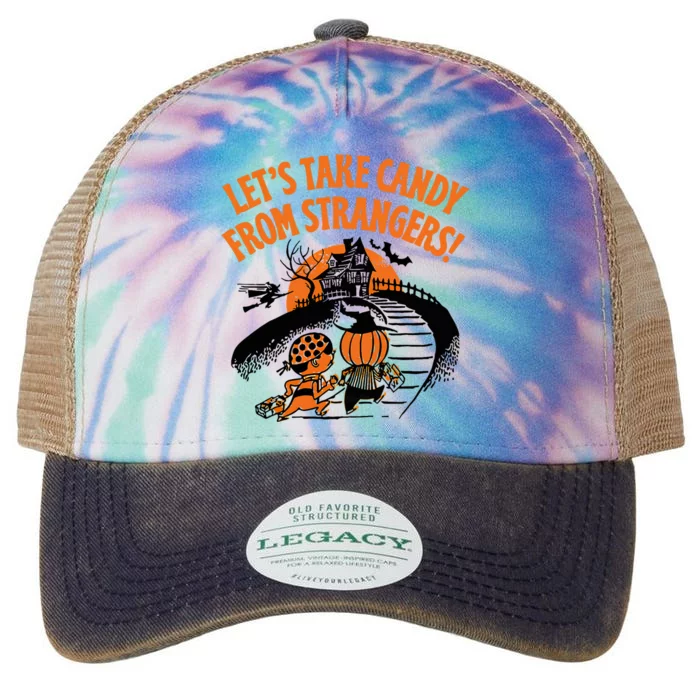 LetS Take Candy From Strangers Funny Halloween Legacy Tie Dye Trucker Hat