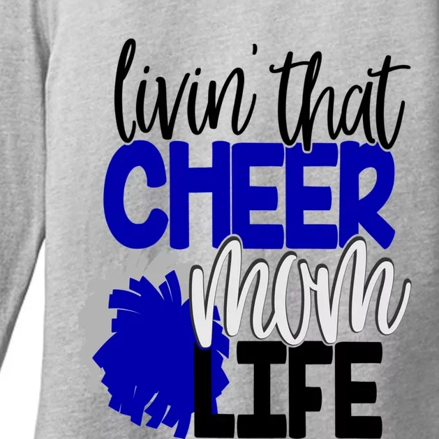 Livin That Cheer Mom Life Cheerleading Mother Cheerleader Gift Womens CVC Long Sleeve Shirt