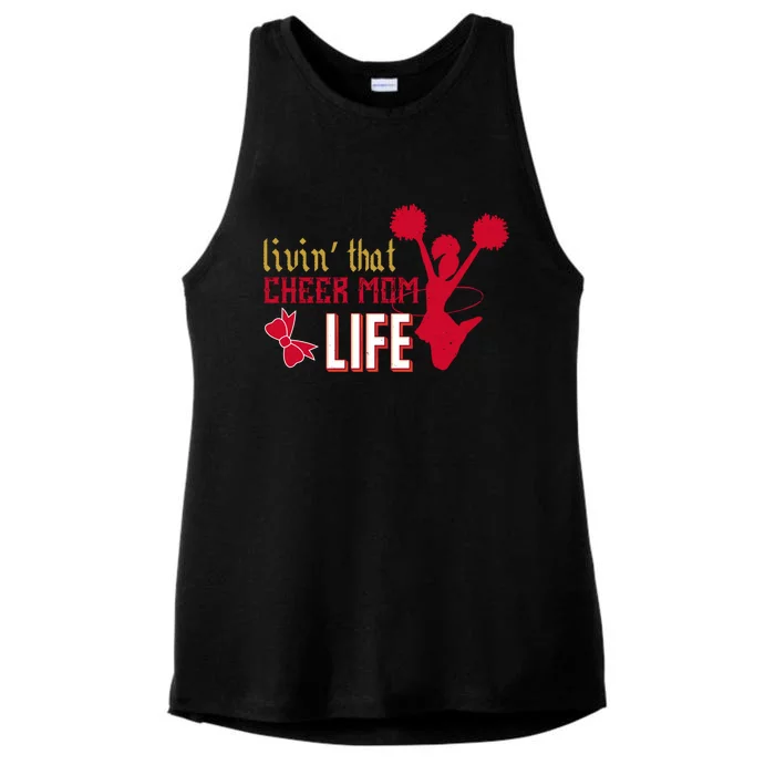 Livin That Cheer Mom Life Meaningful Gift Ladies Tri-Blend Wicking Tank