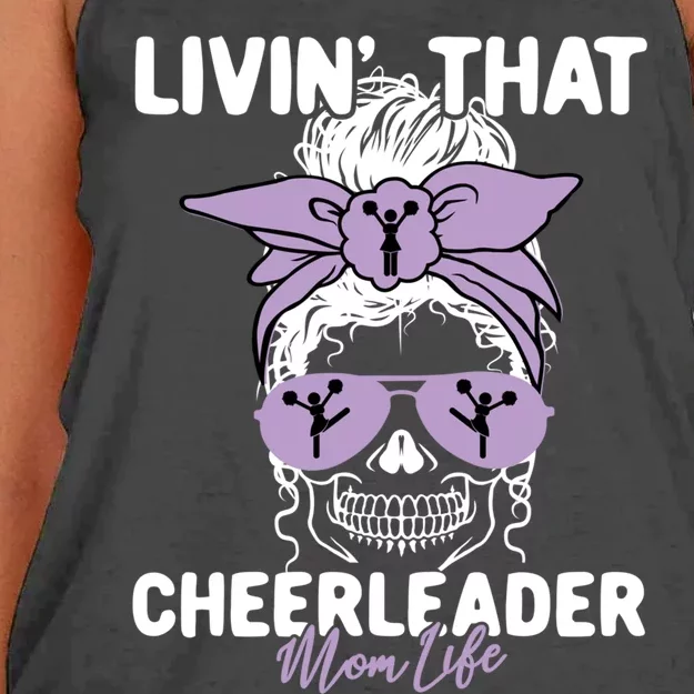 Livin That Cheerleader Life Momlife Skull Mom Sports Fan Gift Women's Knotted Racerback Tank