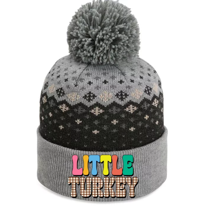 Little Turkey Cute Thanksgiving Colorful The Baniff Cuffed Pom Beanie