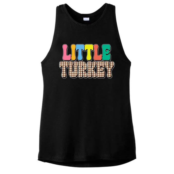 Little Turkey Cute Thanksgiving Colorful Ladies Tri-Blend Wicking Tank