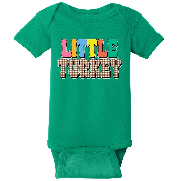 Little Turkey Cute Thanksgiving Colorful Baby Bodysuit