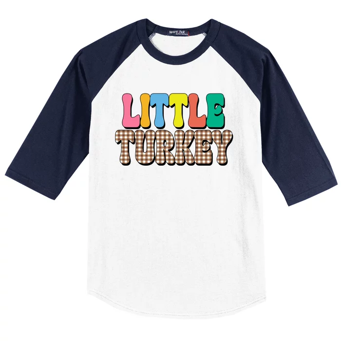 Little Turkey Cute Thanksgiving Colorful Baseball Sleeve Shirt