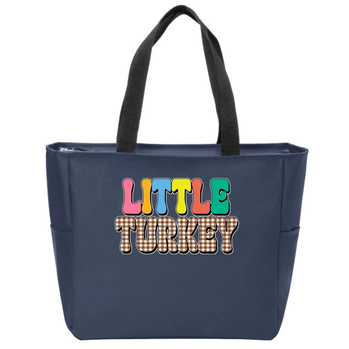 Little Turkey Cute Thanksgiving Colorful Zip Tote Bag