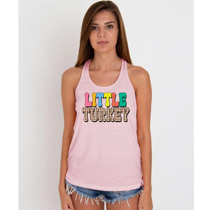 Little Turkey Cute Thanksgiving Colorful Women's Knotted Racerback Tank