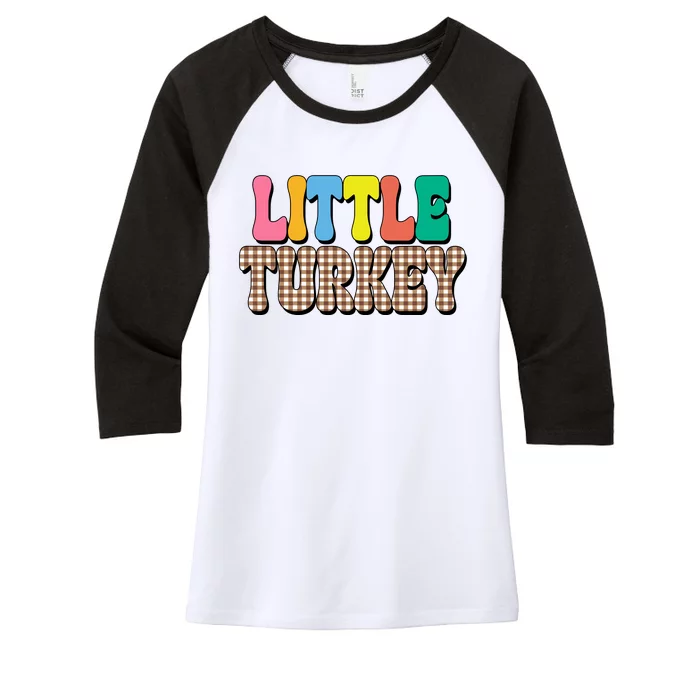 Little Turkey Cute Thanksgiving Colorful Women's Tri-Blend 3/4-Sleeve Raglan Shirt