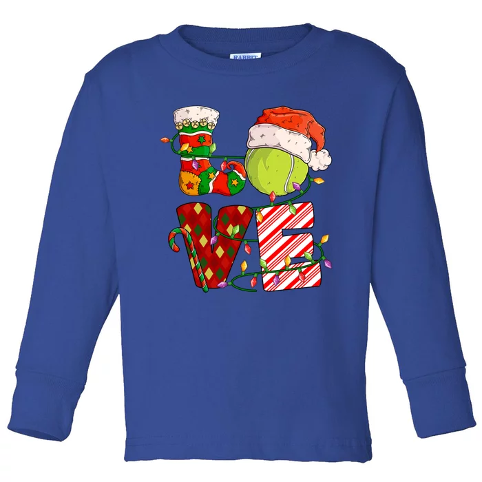 Love Tennis Christmas Tennis Player Xmas Party Gift Toddler Long Sleeve Shirt