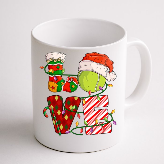 Love Tennis Christmas Tennis Player Xmas Party Gift Front & Back Coffee Mug