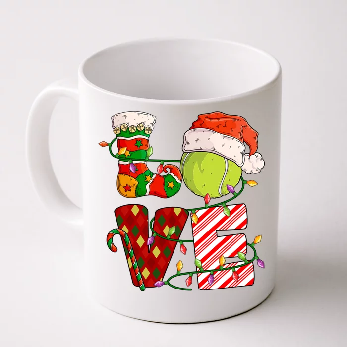 Love Tennis Christmas Tennis Player Xmas Party Gift Front & Back Coffee Mug