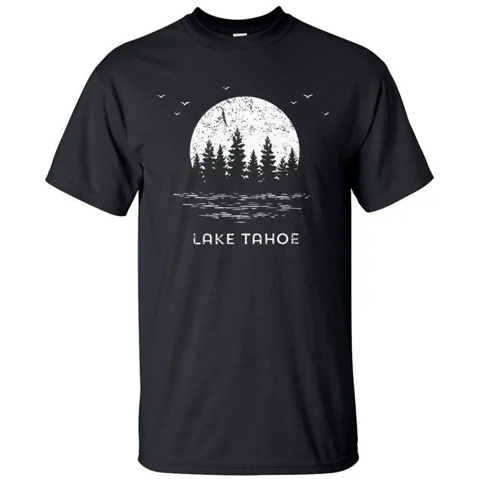 Lake Tahoe Californianevada Mountain Resort Moon Trees Tall T-Shirt