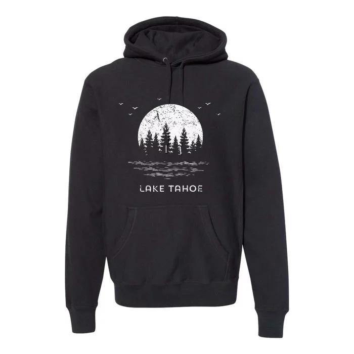 Lake Tahoe Californianevada Mountain Resort Moon Trees Premium Hoodie