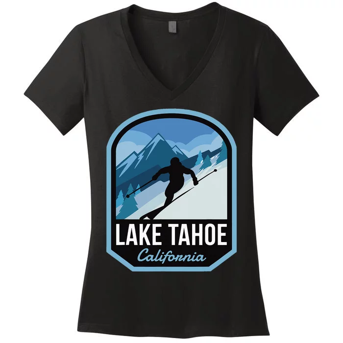 Lake Tahoe California Ski Mountain Women's V-Neck T-Shirt