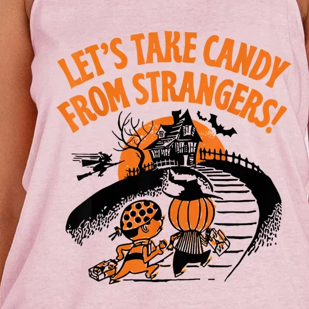 LetS Take Candy From Strangers Funny Halloween Women's Knotted Racerback Tank