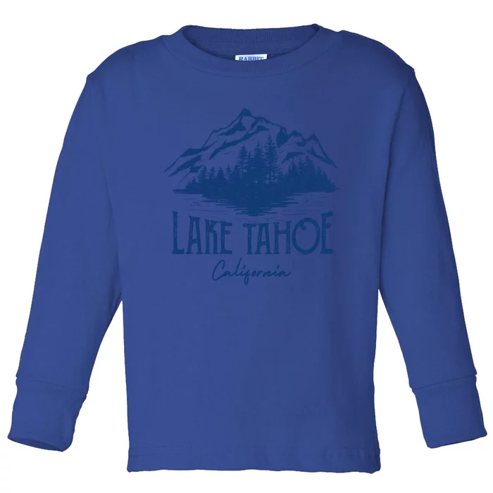 Lake Tahoe California Retro Mountain Vintage Gift Toddler Long Sleeve Shirt