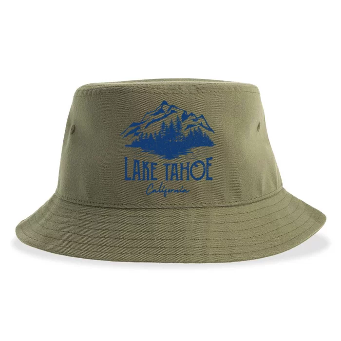 Lake Tahoe California Retro Mountain Vintage Gift Sustainable Bucket Hat