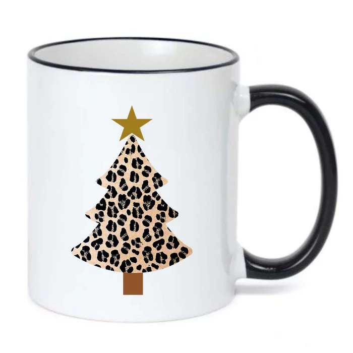 Leopard Tree Christmas Animal Lovers Xmas Black Color Changing Mug