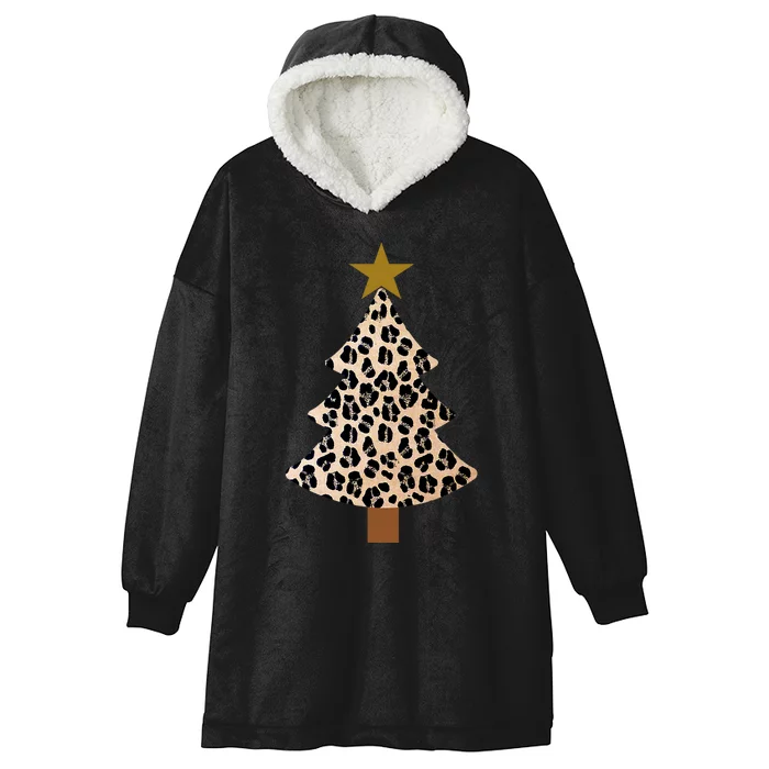 Leopard Tree Christmas Animal Lovers Xmas Hooded Wearable Blanket